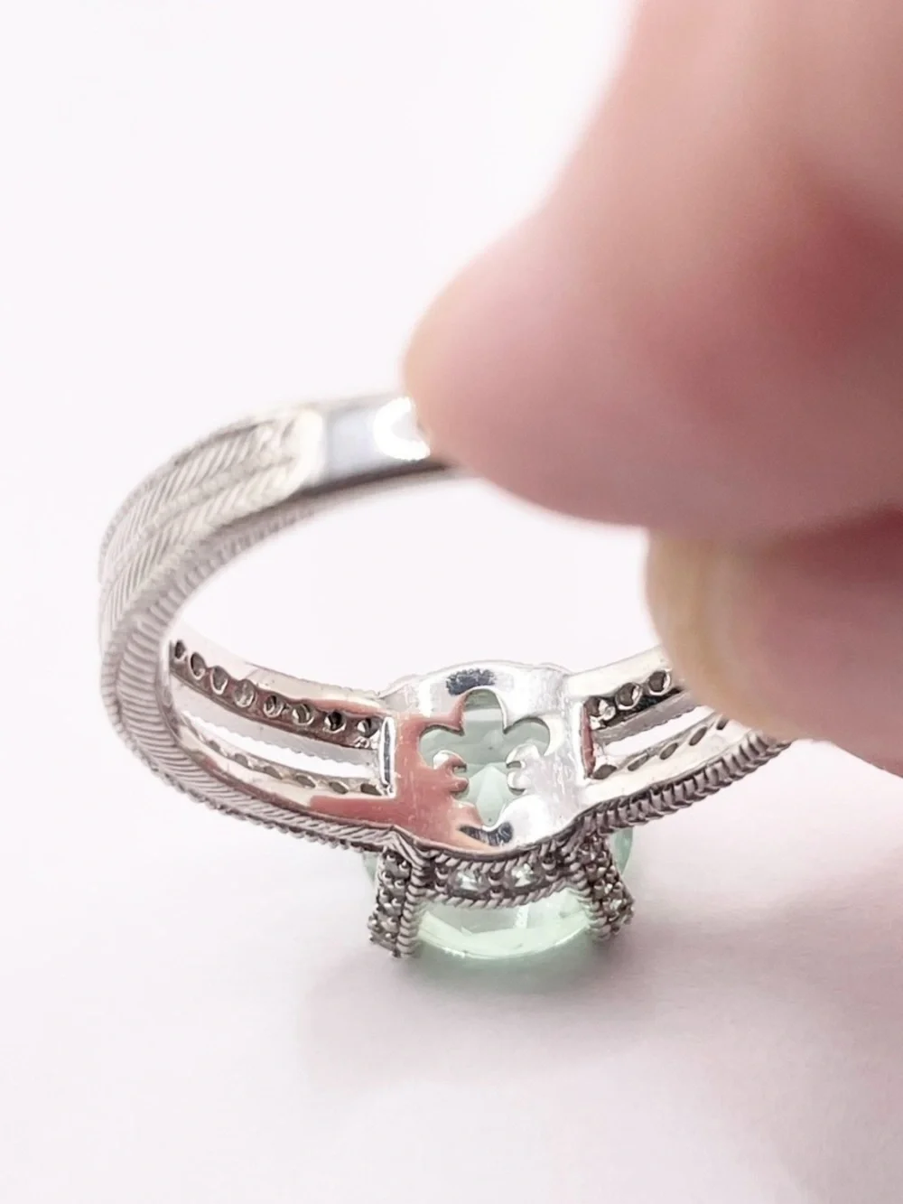 Size 9.5 Prasiolite 925 Sterling Silver Ring signed Judith Ripka